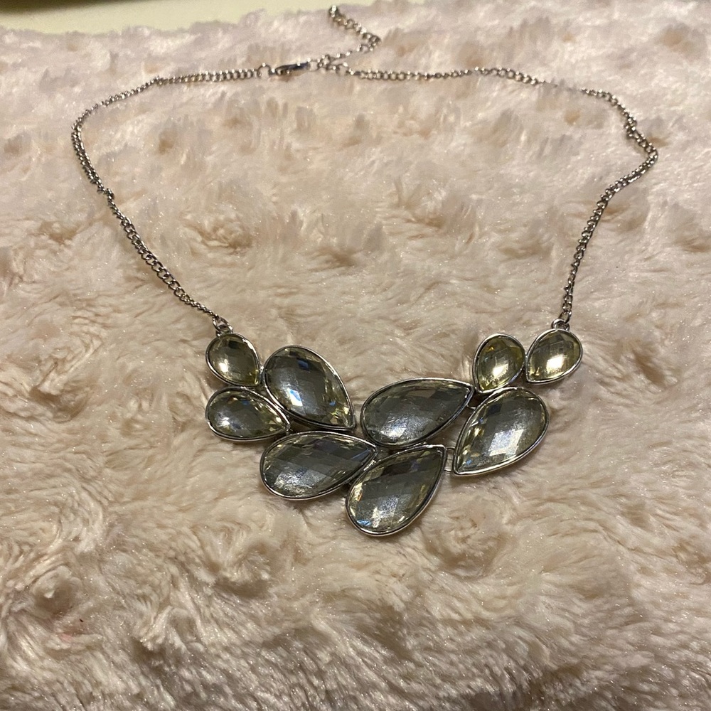 Silver big stone necklace